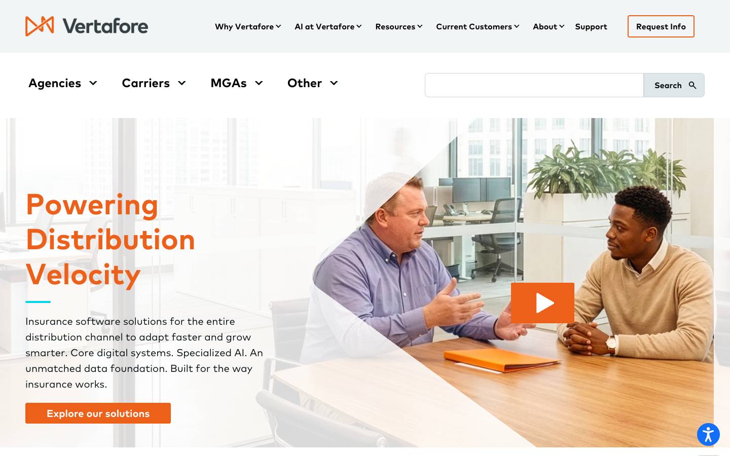 Vertafore's homepage, as read on Oct 2, 2026