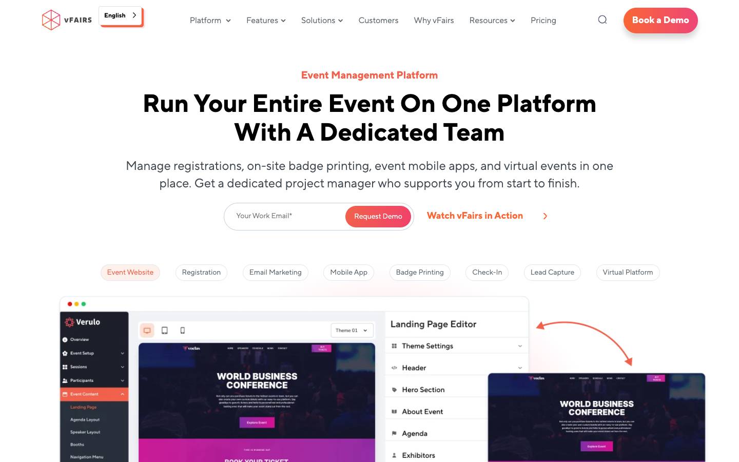 vFairs's homepage, as read on Oct 2, 2026