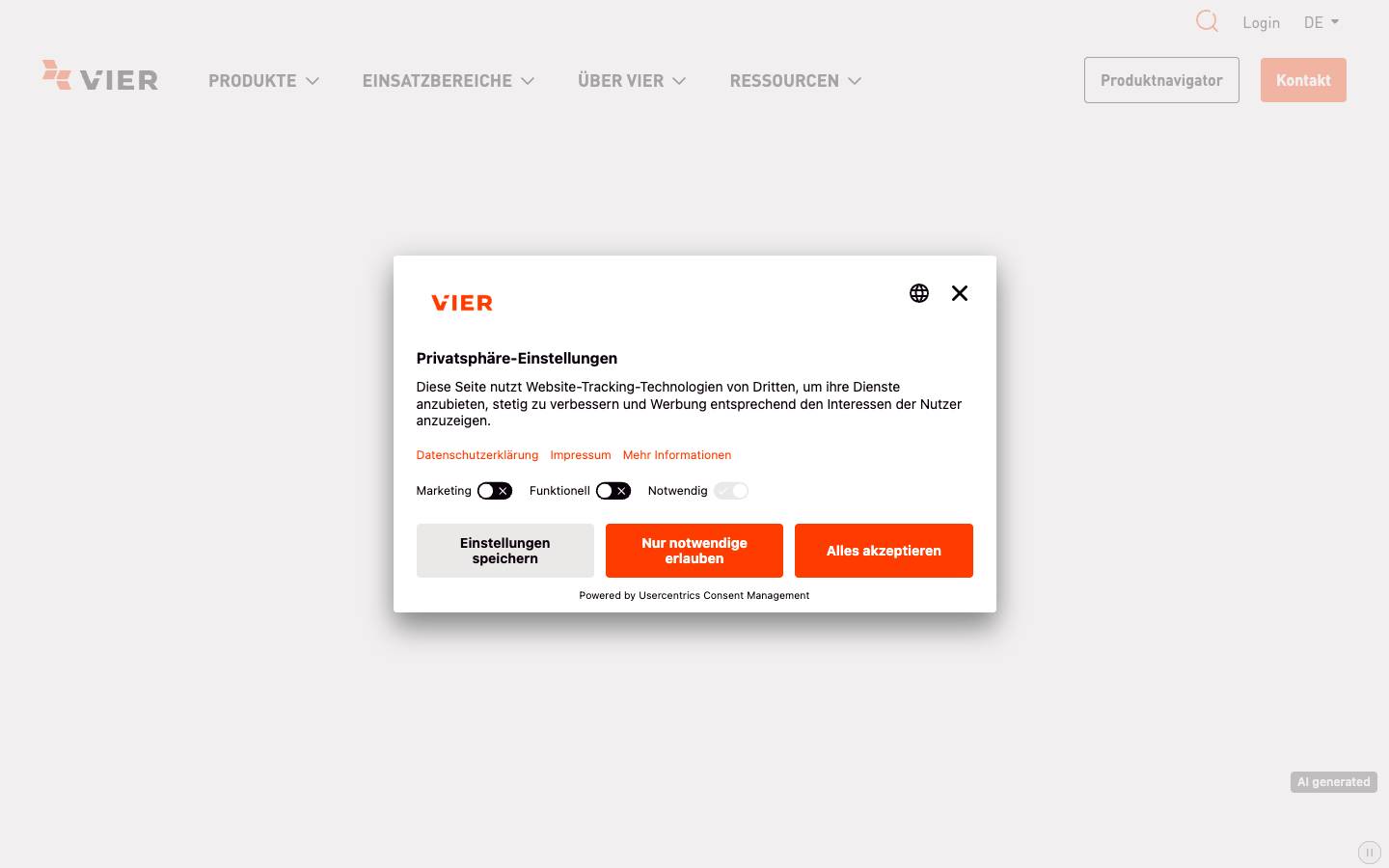 VIER's homepage, as read on Oct 2, 2026