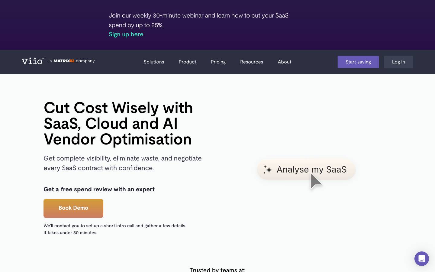 Viio's homepage, as read on Oct 2, 2026