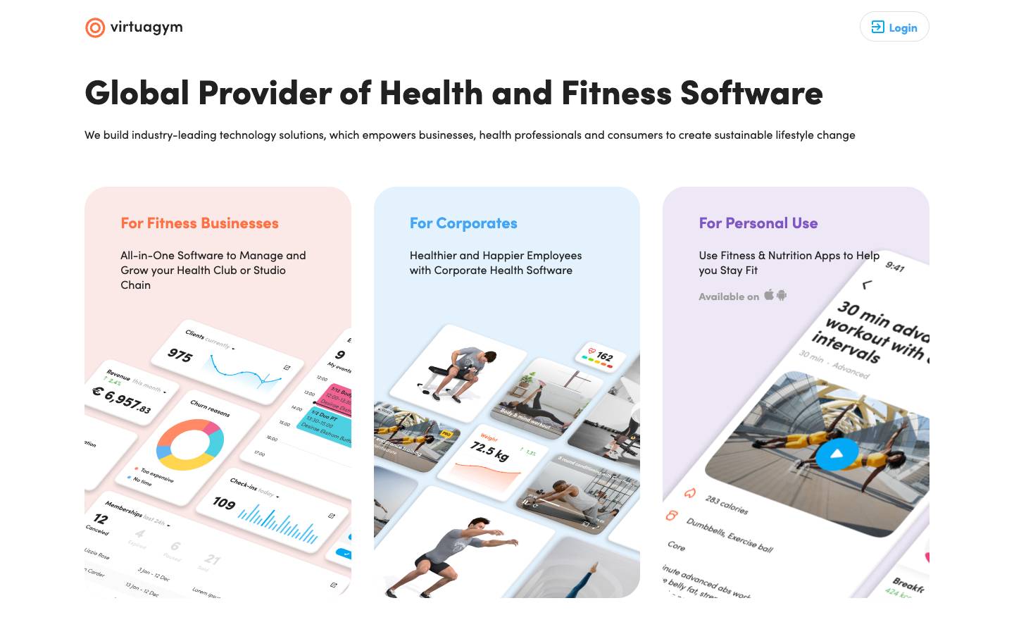 Virtuagym's homepage, as read on Oct 2, 2026