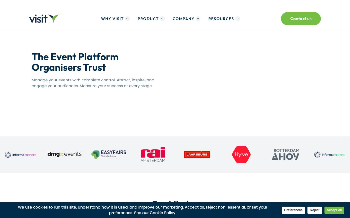 Visit's homepage, as read on Oct 2, 2026