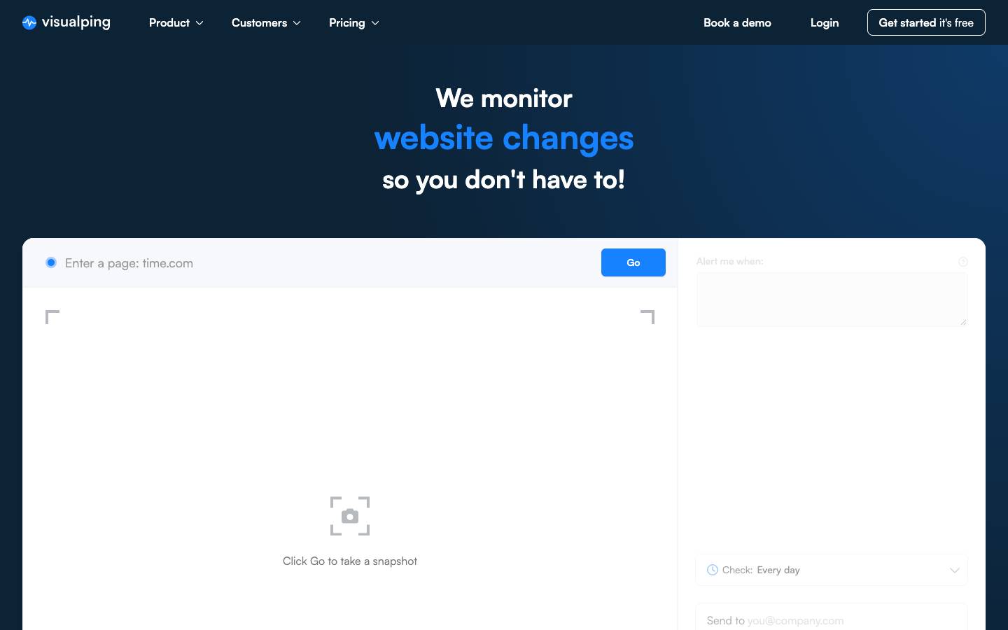 Visualping's homepage, as read on Oct 2, 2026