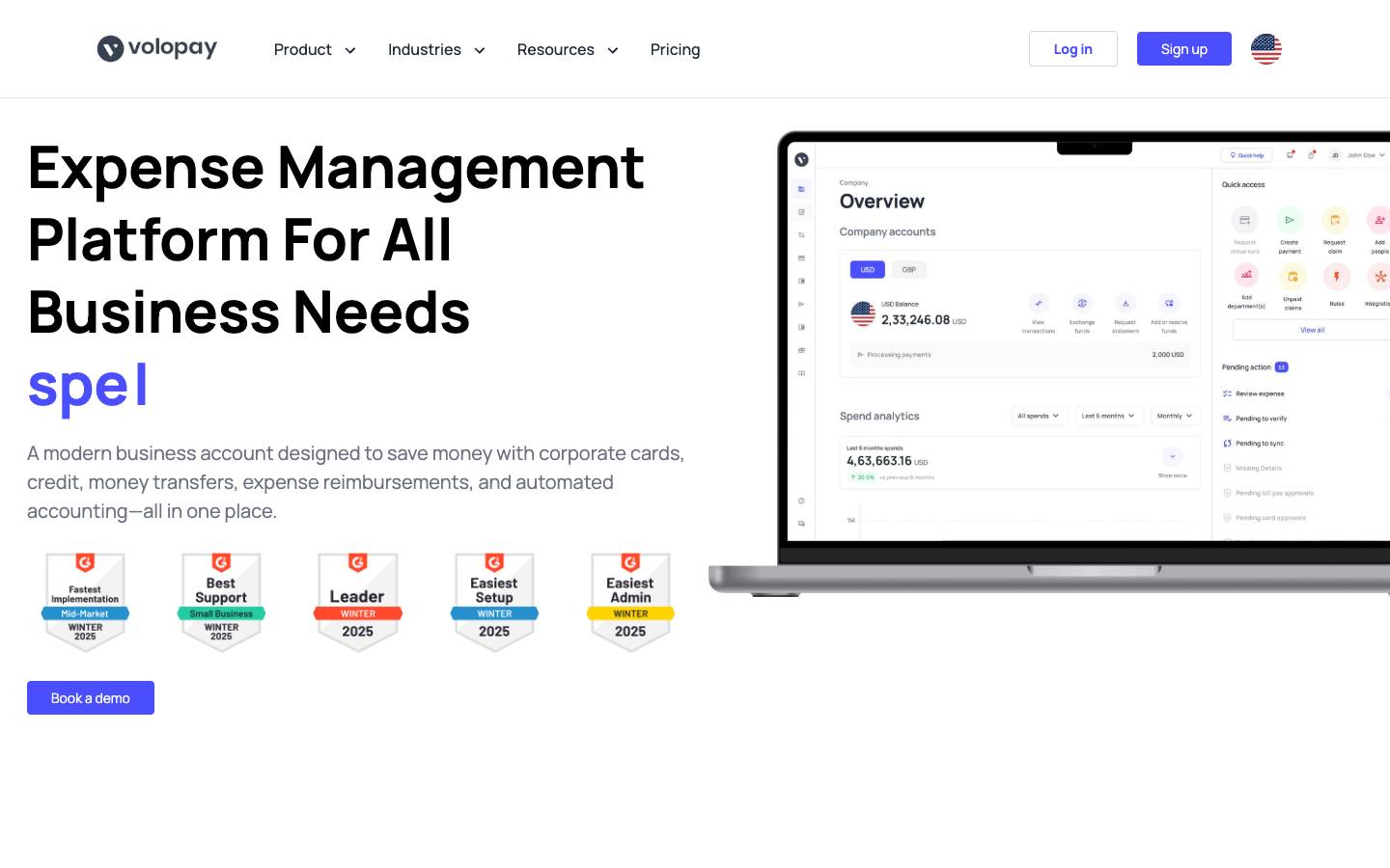 Volopay's homepage, as read on Oct 2, 2026