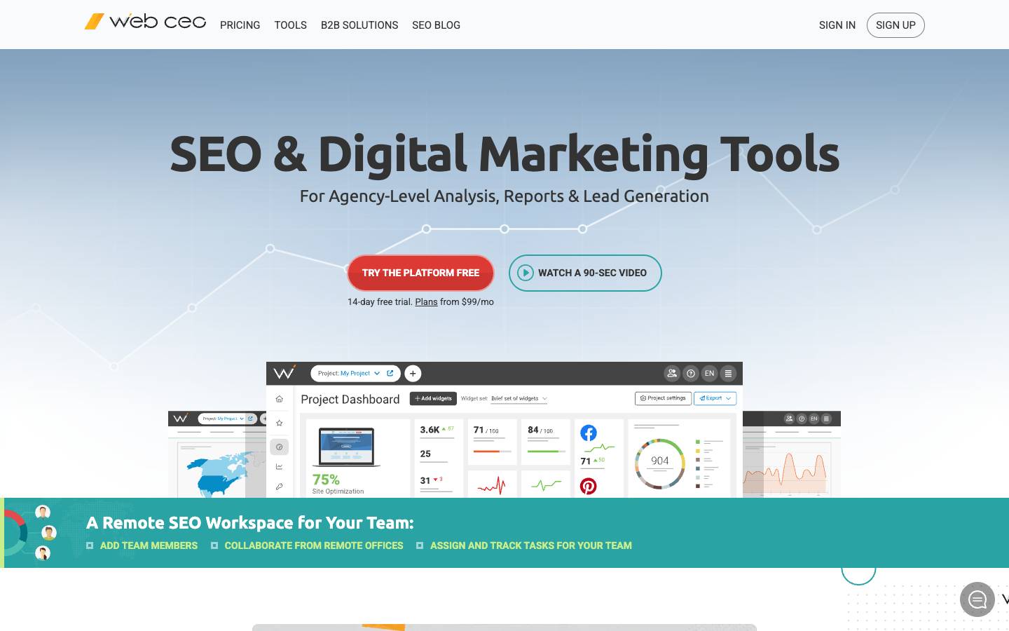 WebCEO's homepage, as read on Oct 2, 2026