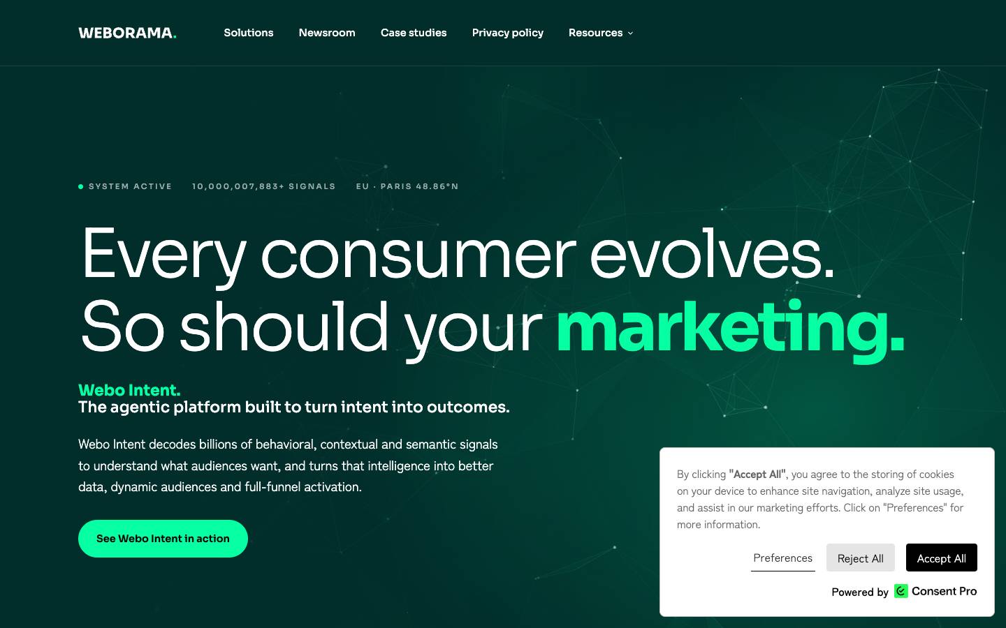 Weborama's homepage, as read on Oct 2, 2026