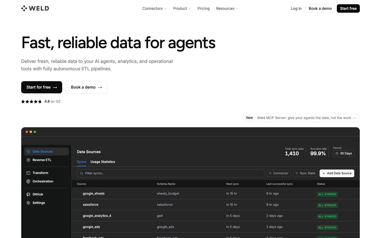 Weld's homepage, as read on Oct 6, 2026
