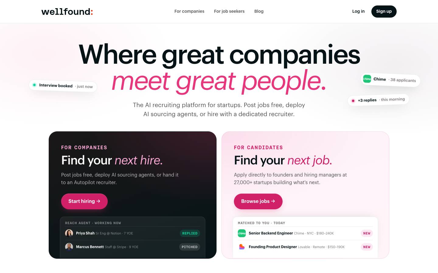 Wellfound's homepage, as read on Oct 2, 2026