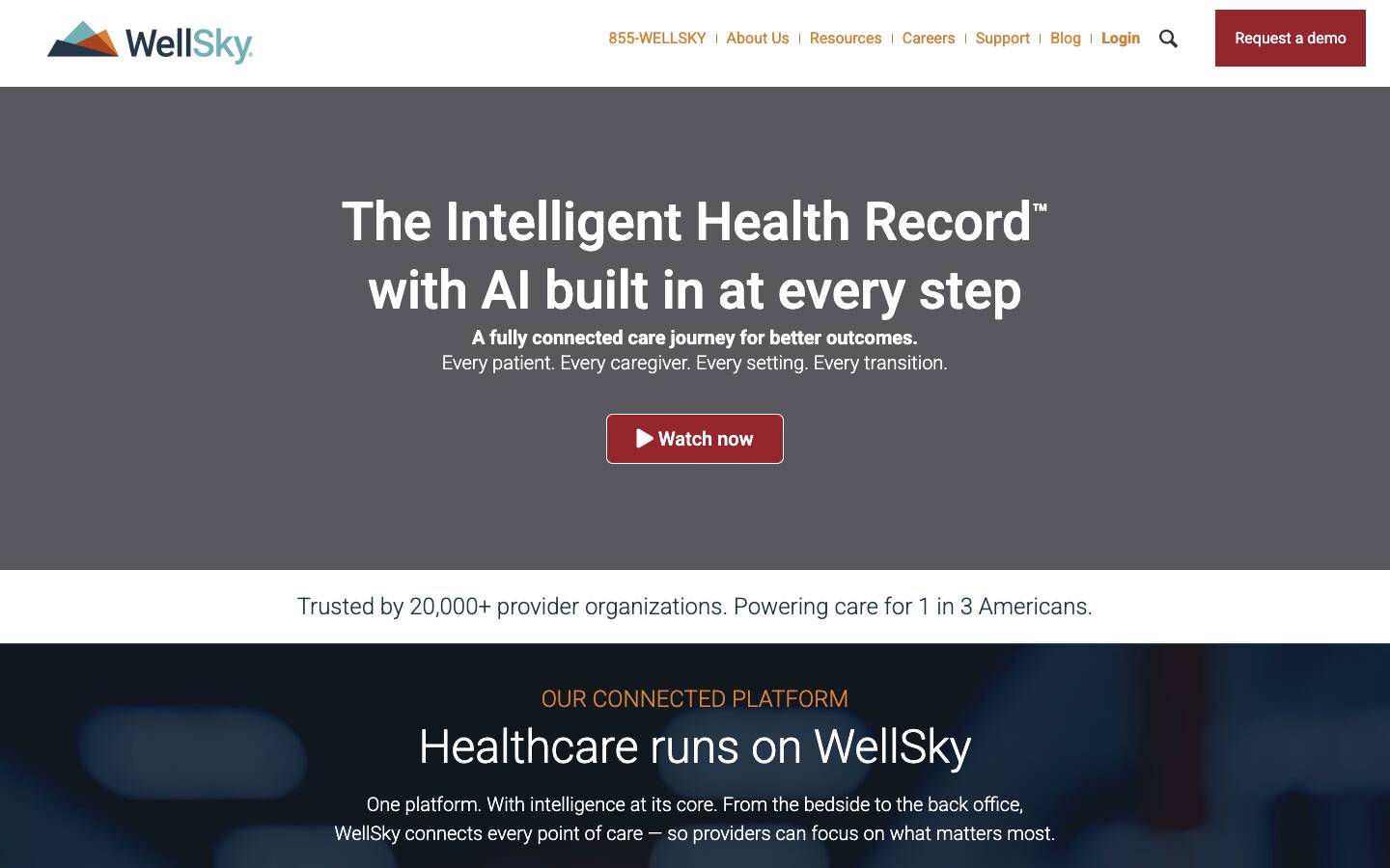 WellSky's homepage, as read on Oct 2, 2026