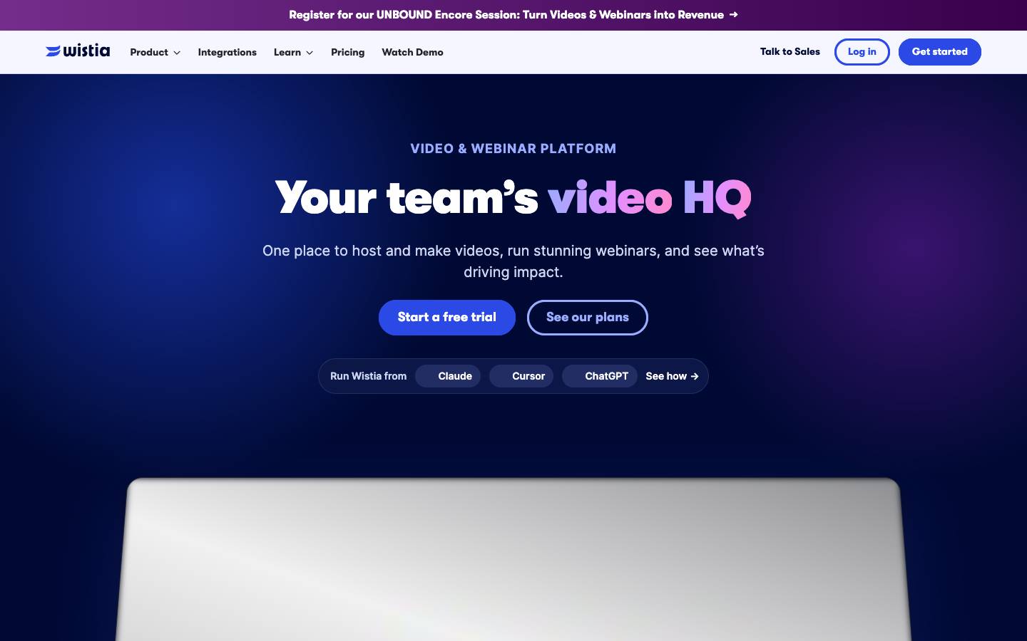 Wistia's homepage, as read on Oct 2, 2026