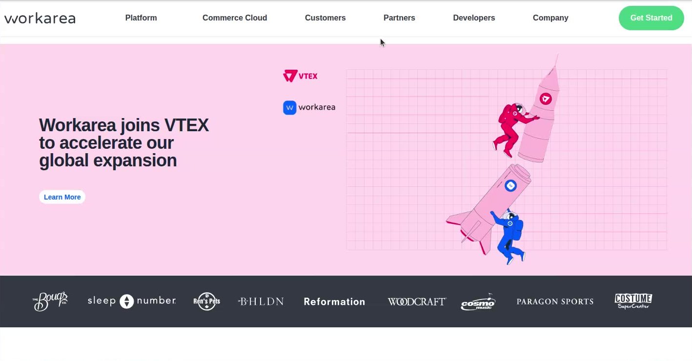 Workarea's homepage, as read on Oct 3, 2026