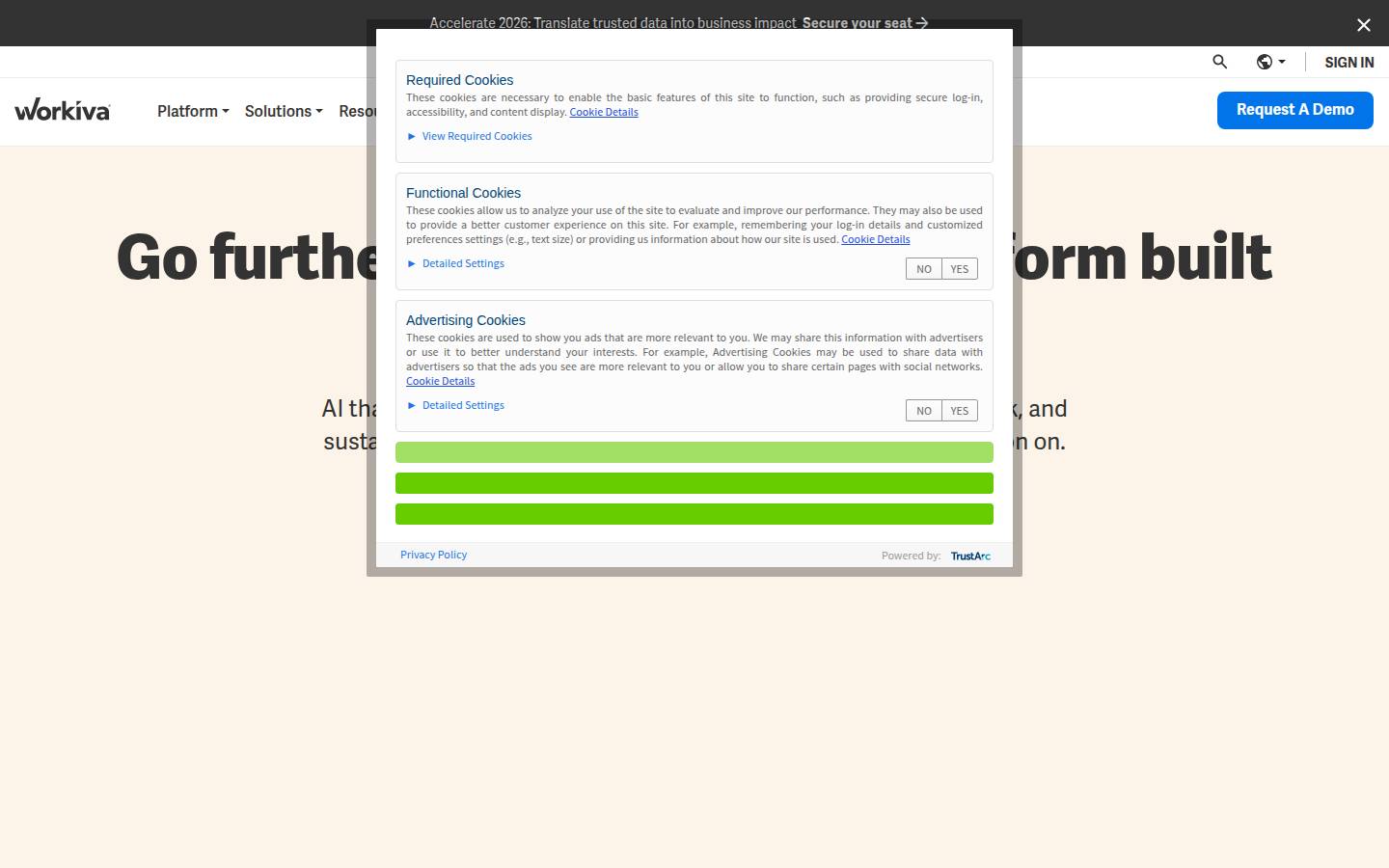 Workiva's homepage, as read on Oct 3, 2026