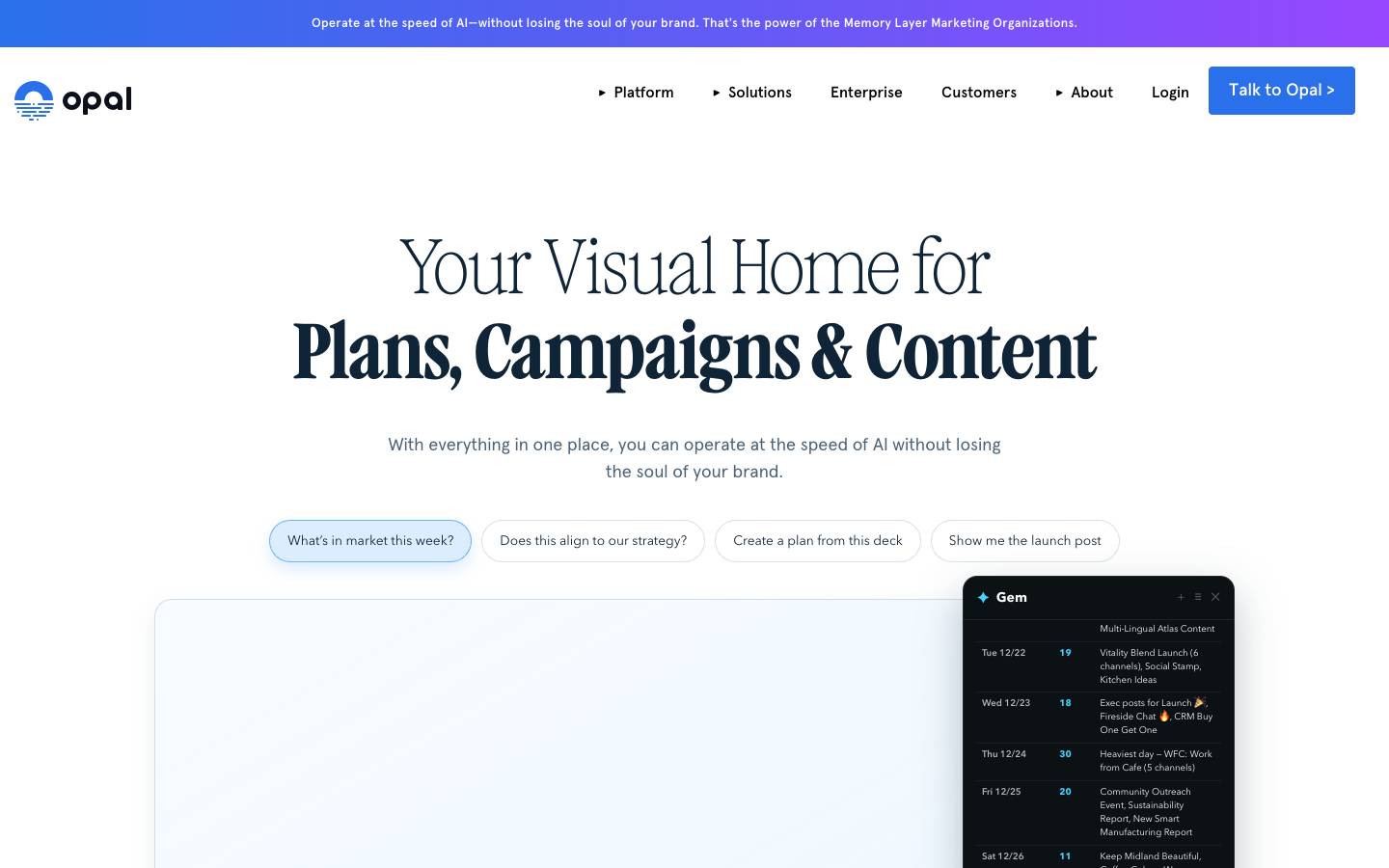 Opal's homepage, as read on Oct 2, 2026