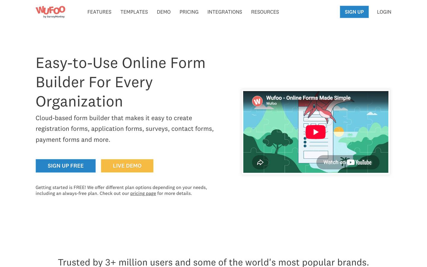 Wufoo's homepage, as read on Oct 2, 2026