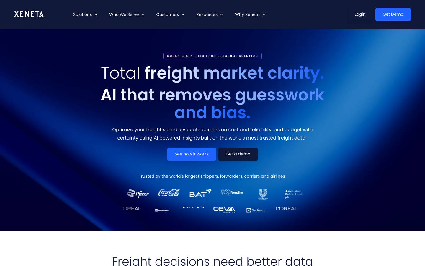 Xeneta's homepage, as read on Oct 2, 2026