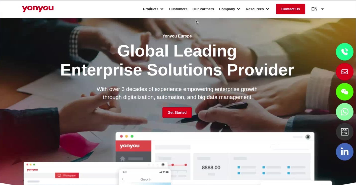 YonYou Europe's homepage, as read on Oct 3, 2026