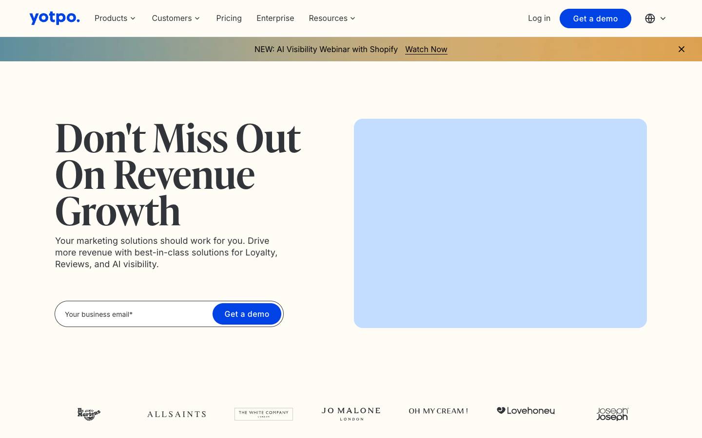 Yotpo's homepage, as read on Oct 2, 2026