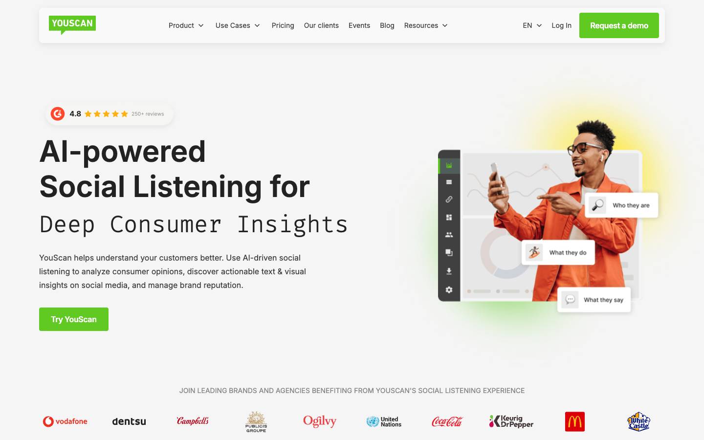 YouScan's homepage, as read on Oct 2, 2026