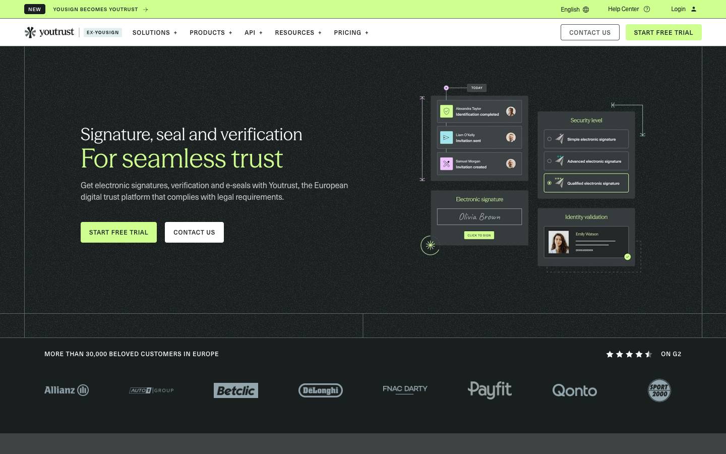Yousign's homepage, as read on Oct 4, 2026