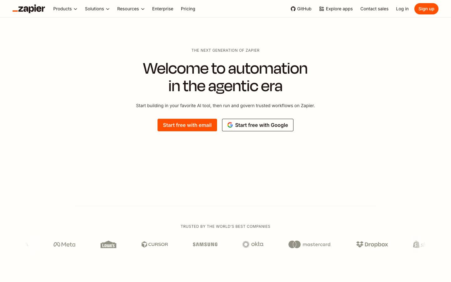 Zapier's homepage, as read on Oct 2, 2026