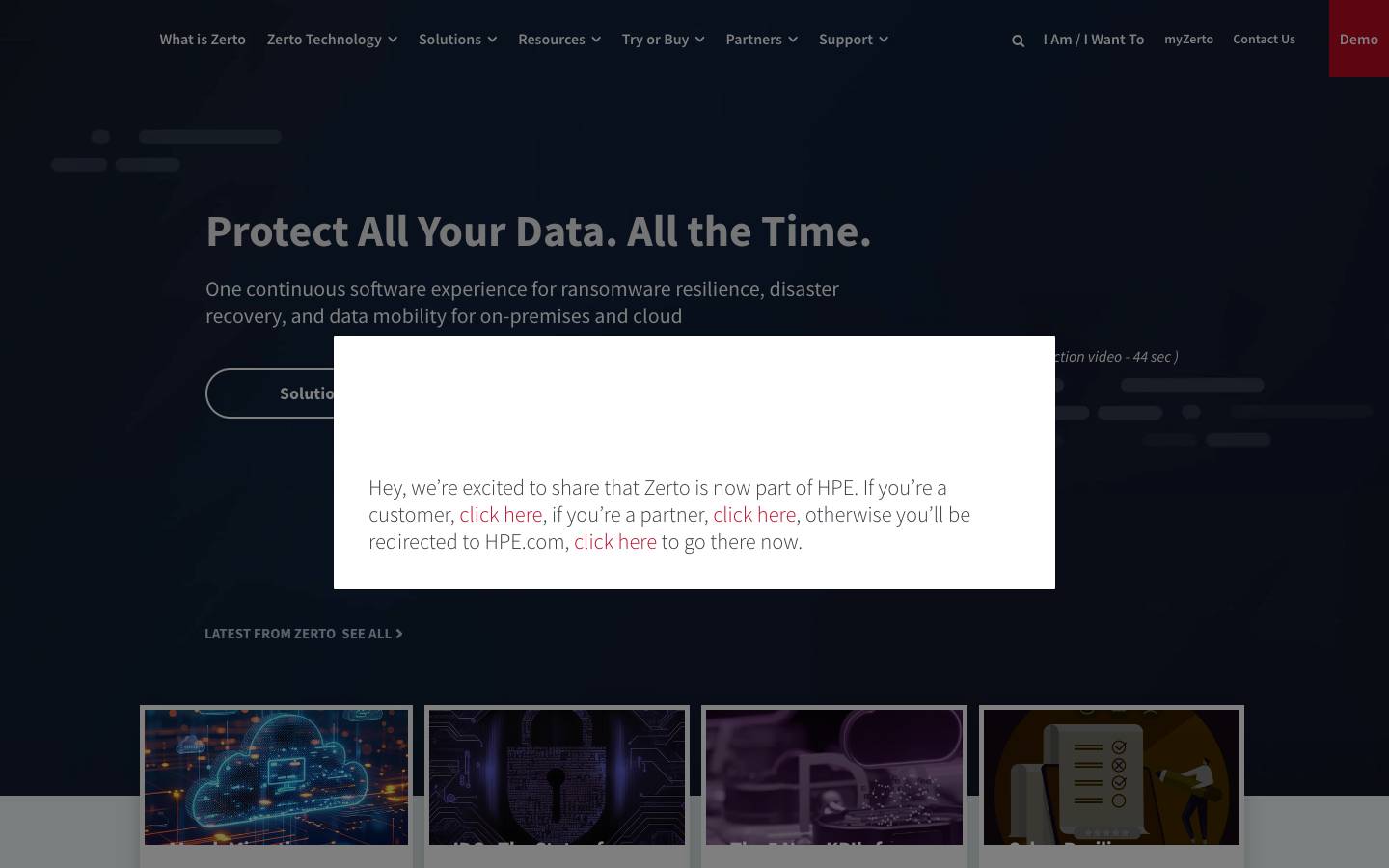 Zerto's homepage, as read on Oct 2, 2026