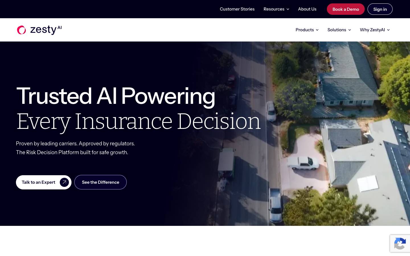 ZestyAI's homepage, as read on Oct 2, 2026