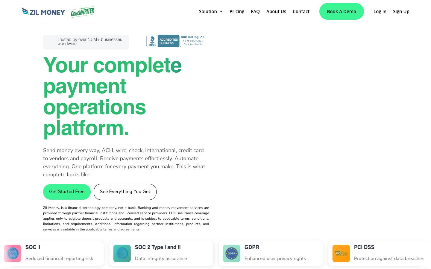 Zil Money's homepage, as read on Oct 2, 2026