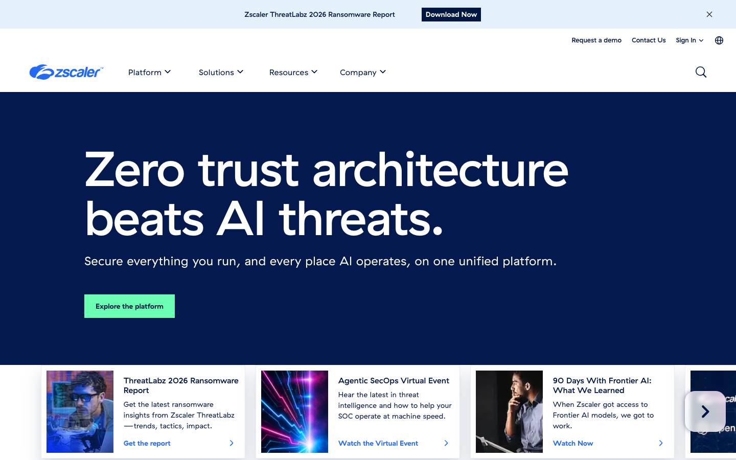 Zscaler's homepage, as read on Oct 2, 2026