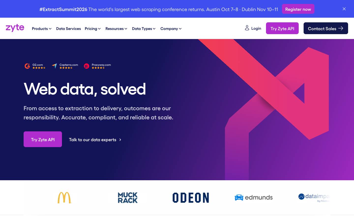 Zyte's homepage, as read on Oct 2, 2026